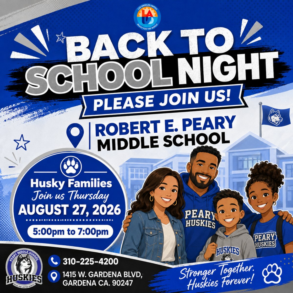 Husky families please join us for our 2026-2027  Back to School Night.